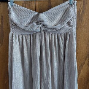 VENUS Strapless Rose Gold Romper Wide Flowy shiner